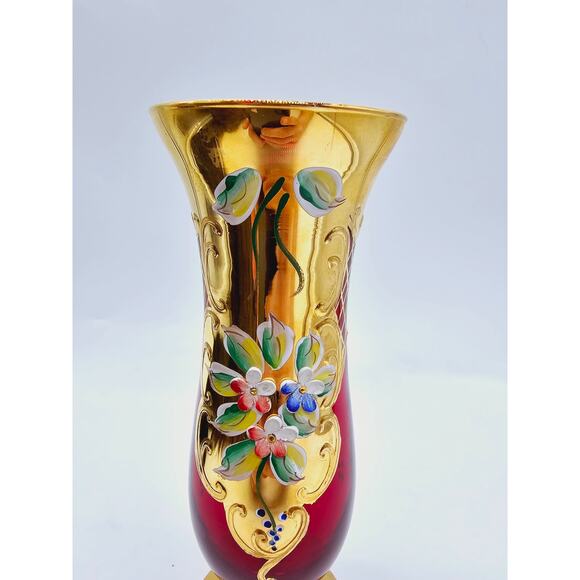 Vintage Bohemian enamel painted vase - Picture 3 of 5